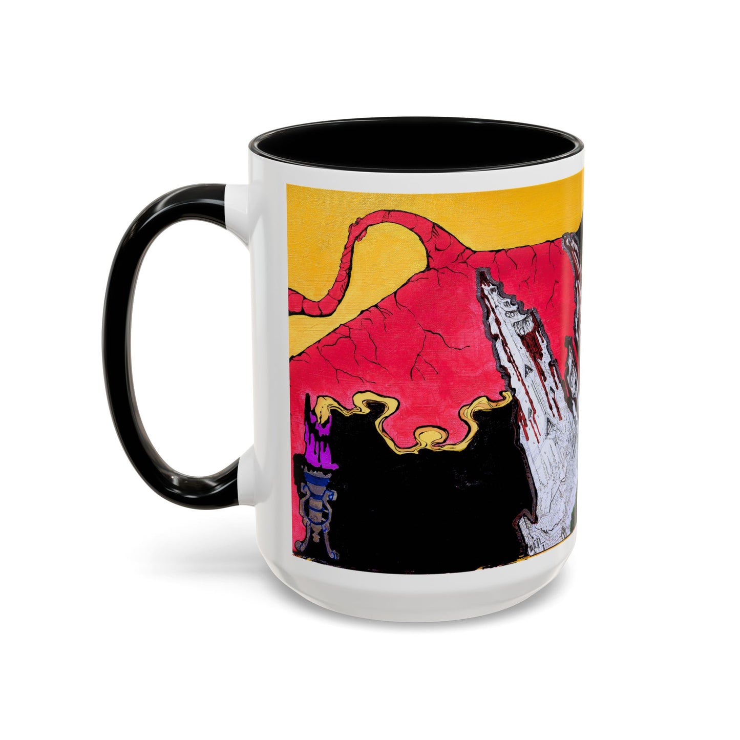 Abstract Mountain Dragon Coffee Mug — Colorful Accent Ceramic Mug (11/15oz)