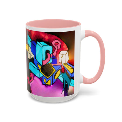 Abstract Neon Art Coffee Mug — Colorful Geometric Accent Mug