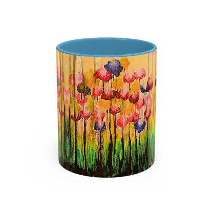 Floral Watercolor Accent Coffee Mug — Colorful Spring Poppy Art (11/15 oz)
