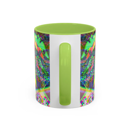 Psychedelic Geometric Accent Coffee Mug — Vibrant Neon Art Design (11/15oz)