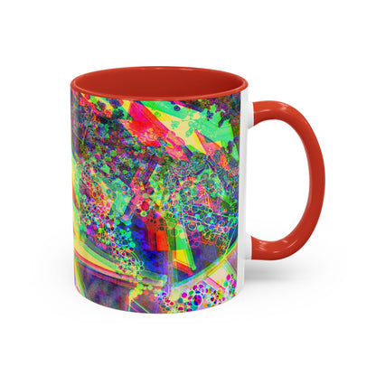 Psychedelic Geometric Accent Coffee Mug — Vibrant Neon Art Design (11/15oz)