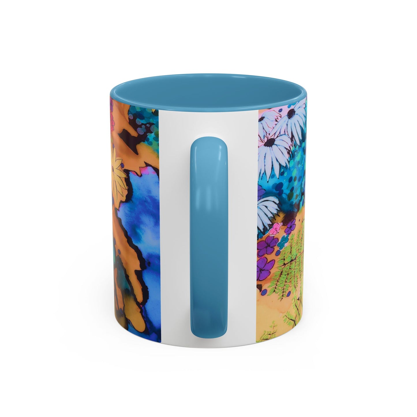 Vibrant Floral Watercolor Accent Coffee Mug