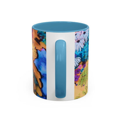 Vibrant Floral Watercolor Accent Coffee Mug
