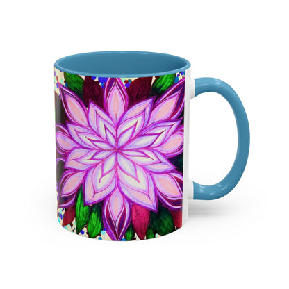 Floral Lotus Accent Coffee Mug — Purple Mandala 11/15oz