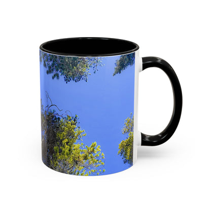 Scenic Pine Tree Sky Accent Coffee Mug – Nature Photography 11/15oz