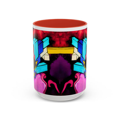 Abstract Neon Art Coffee Mug — Colorful Geometric Accent Mug