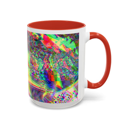 Psychedelic Geometric Accent Coffee Mug — Vibrant Neon Art Design (11/15oz)