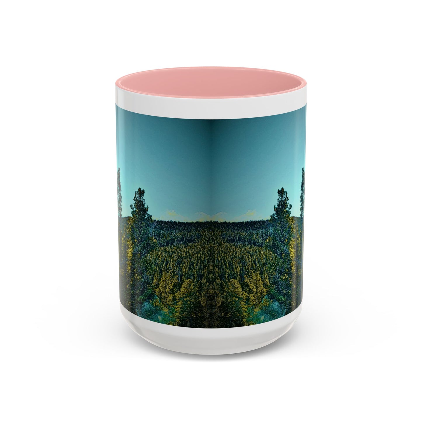 Scenic Pine Forest Accent Coffee Mug — Sunrise Landscape 11/15oz