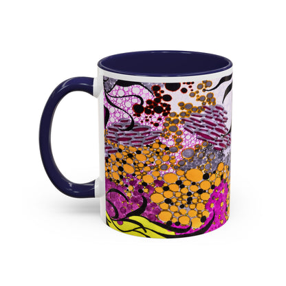 Accent Coffee Mug — Vibrant Abstract Floral Pattern (11/15oz)