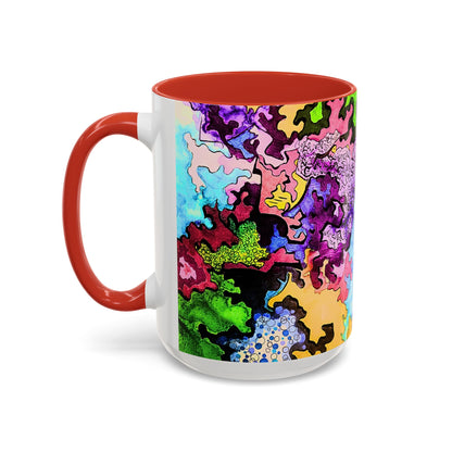 Psychedelic Abstract Accent Coffee Mug — Colorful Inkblot Art (11/15oz)