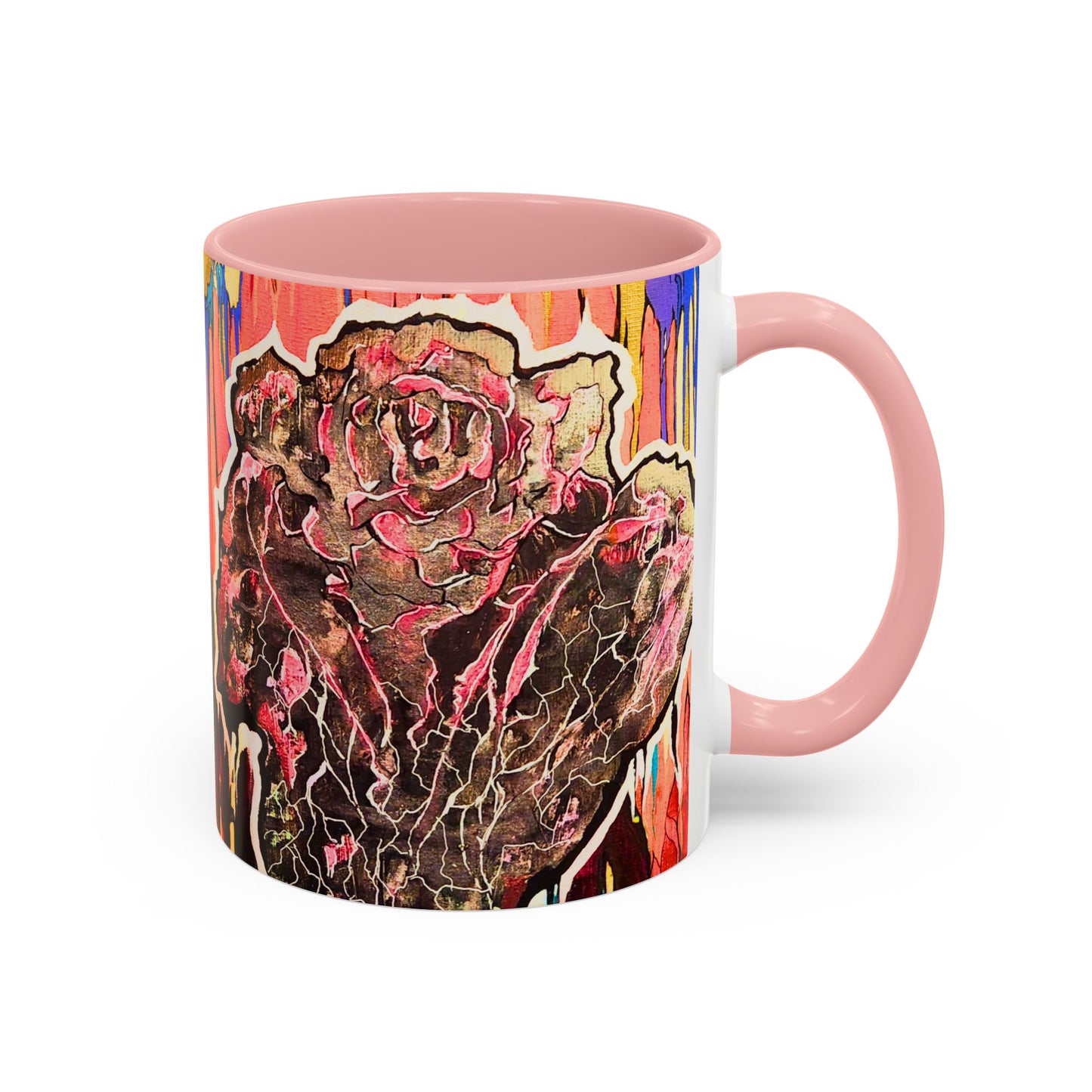 Abstract Floral Accent Coffee Mug — Vibrant Rose Art Ceramic Mug (11/15 oz)