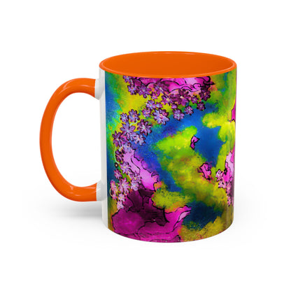 Vibrant Abstract Inkblot Accent Coffee Mug – Psychedelic Floral Color Splash (11/15oz)