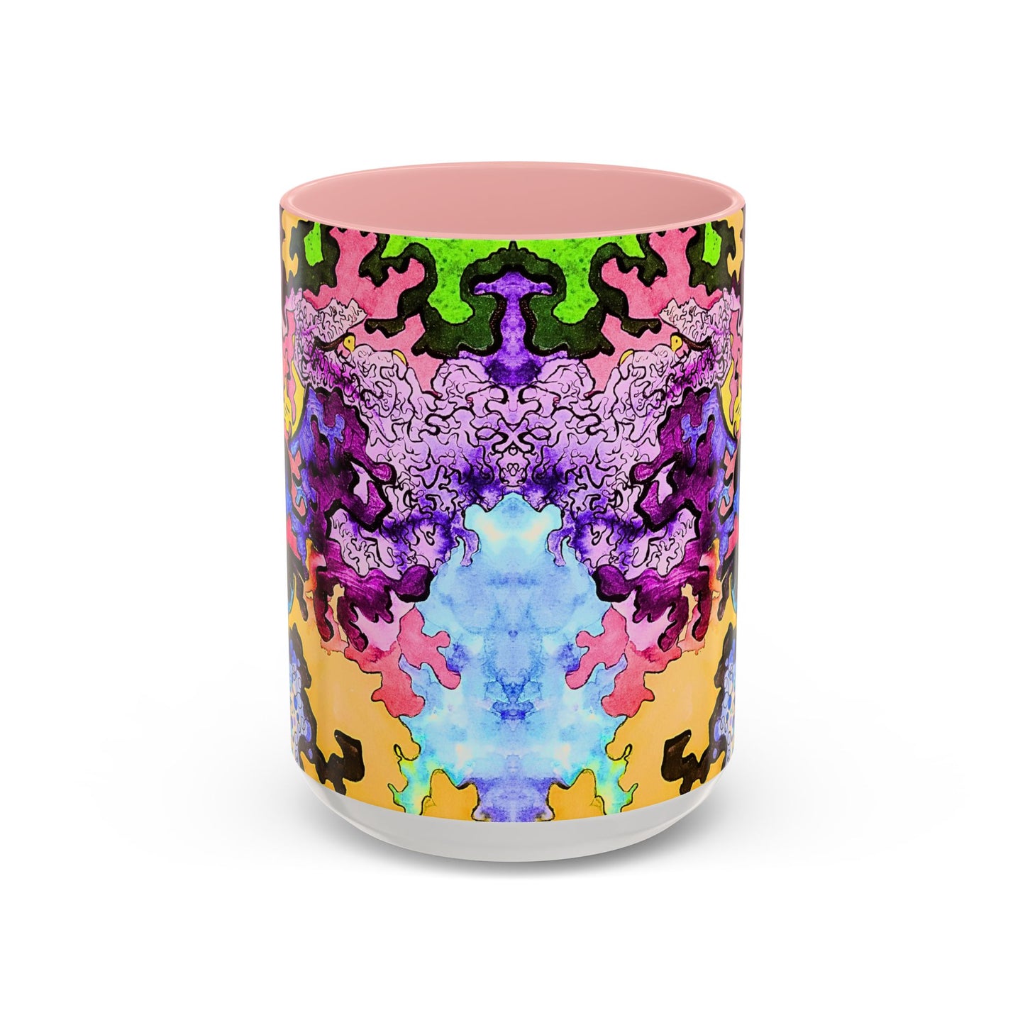 Psychedelic Abstract Accent Coffee Mug — Colorful Inkblot Art (11/15oz)