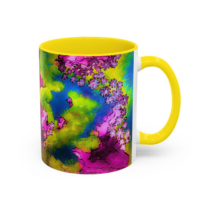 Vibrant Abstract Inkblot Accent Coffee Mug – Psychedelic Floral Color Splash (11/15oz)