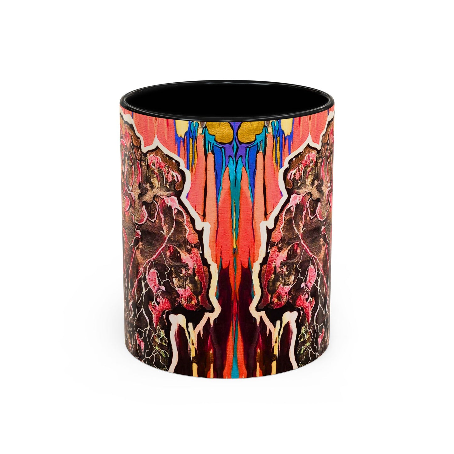 Abstract Floral Accent Coffee Mug — Vibrant Rose Art Ceramic Mug (11/15 oz)