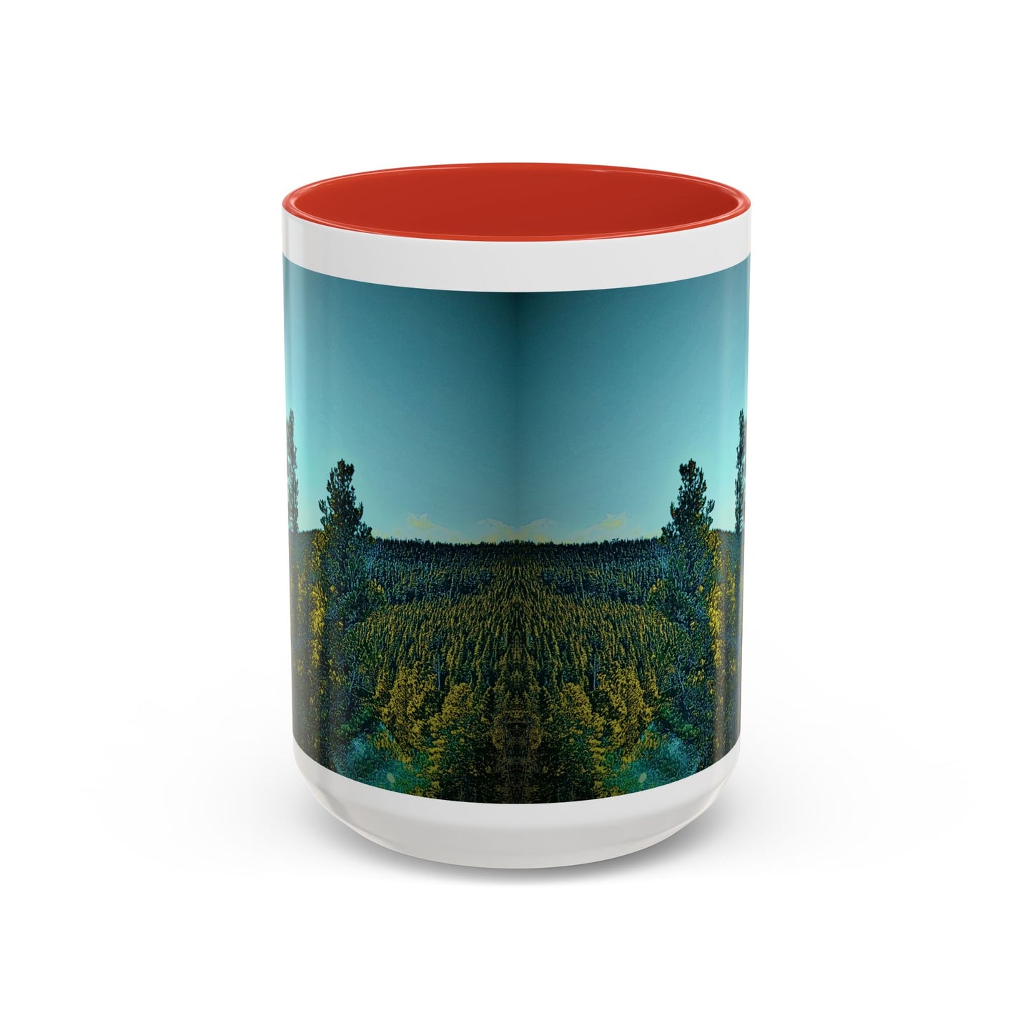 Scenic Pine Forest Accent Coffee Mug — Sunrise Landscape 11/15oz