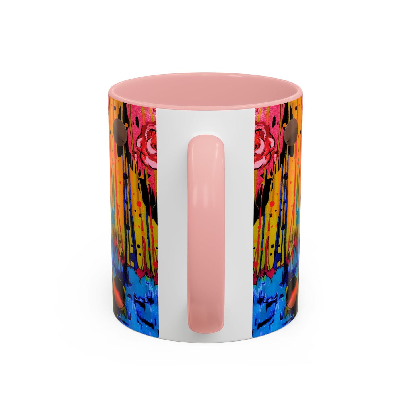 Vibrant Drip Floral Accent Coffee Mug — Colorful Abstract Roses (11/15 oz)