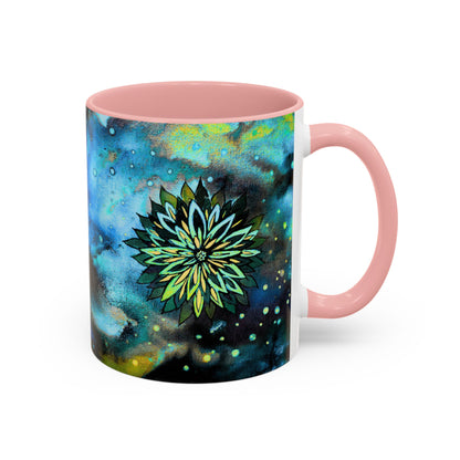 Blue Galaxy Floral Accent Coffee Mug — 11/15oz