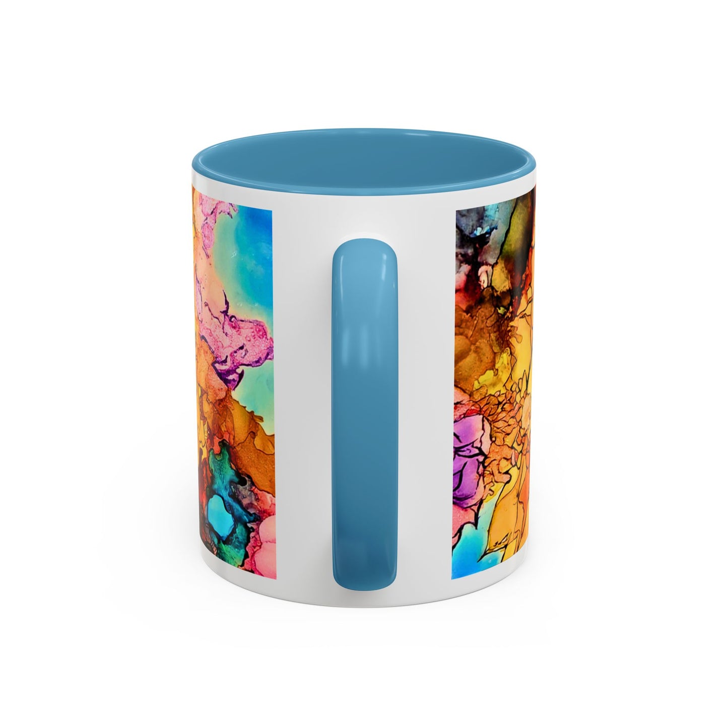 Yellow Floral Accent Coffee Mug – Bright Watercolor Peony Design (11/15oz)