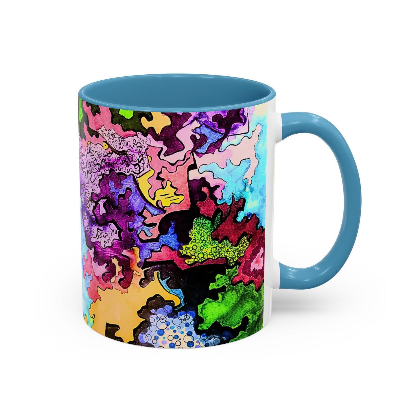 Psychedelic Abstract Accent Coffee Mug — Colorful Inkblot Art (11/15oz)