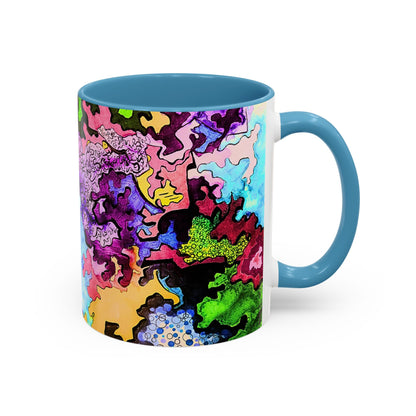 Psychedelic Abstract Accent Coffee Mug — Colorful Inkblot Art (11/15oz)
