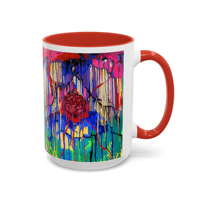 Colorful Drip Art Coffee Mug – Vibrant Abstract Floral Accent (11/15oz)