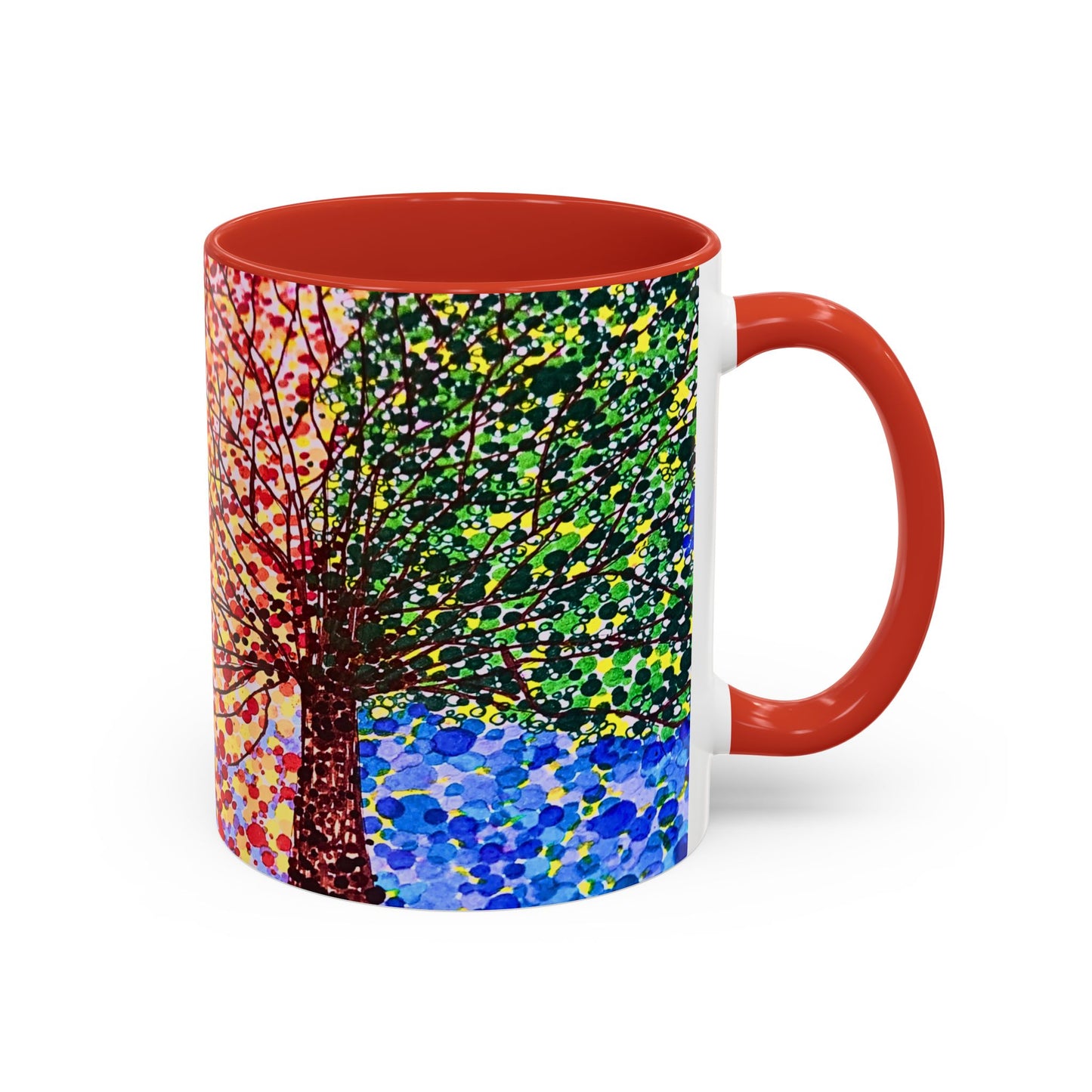 Accent Coffee Mug - Colorful Pointillist Tree Art Cup (11/15 oz)