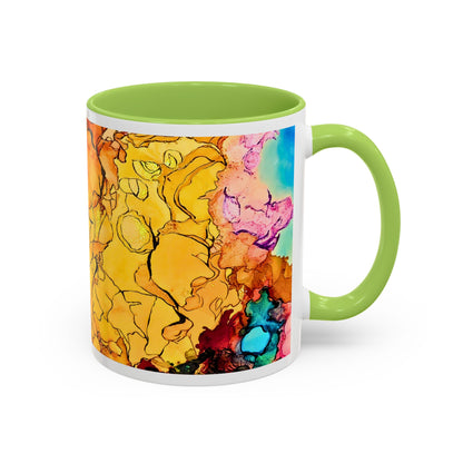 Yellow Floral Accent Coffee Mug – Bright Watercolor Peony Design (11/15oz)