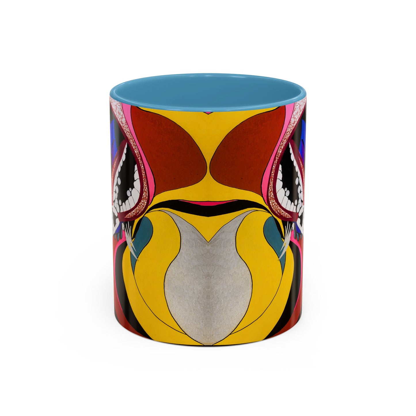 Abstract Colorful Face Accent Coffee Mug — Bold Pop Art Ceramic Gift