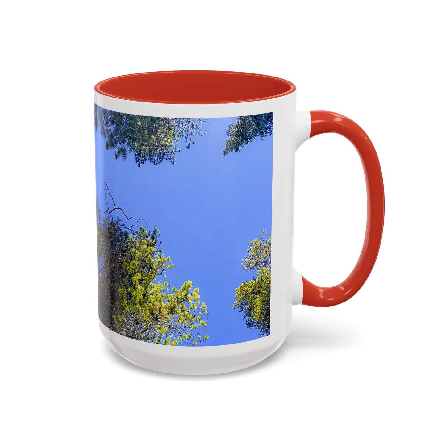 Scenic Pine Tree Sky Accent Coffee Mug – Nature Photography 11/15oz