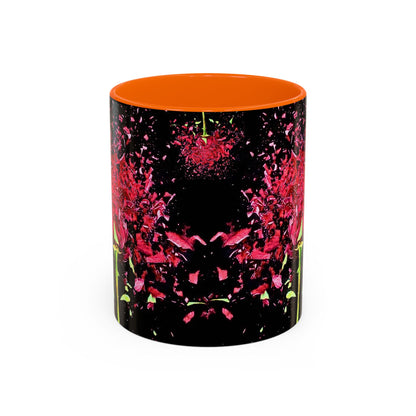 Black Floral Splash Coffee Mug — Red Rose Explosion Accent Mug (11/15oz)