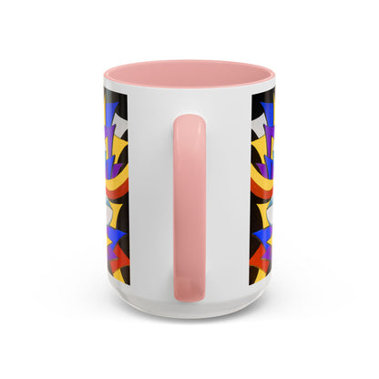 Abstract Colorful Face Accent Coffee Mug — Bold Pop Art Ceramic Gift