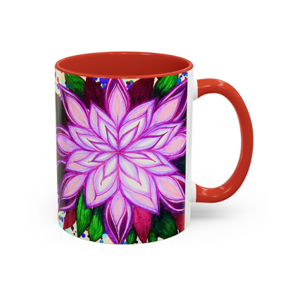 Floral Lotus Accent Coffee Mug — Purple Mandala 11/15oz