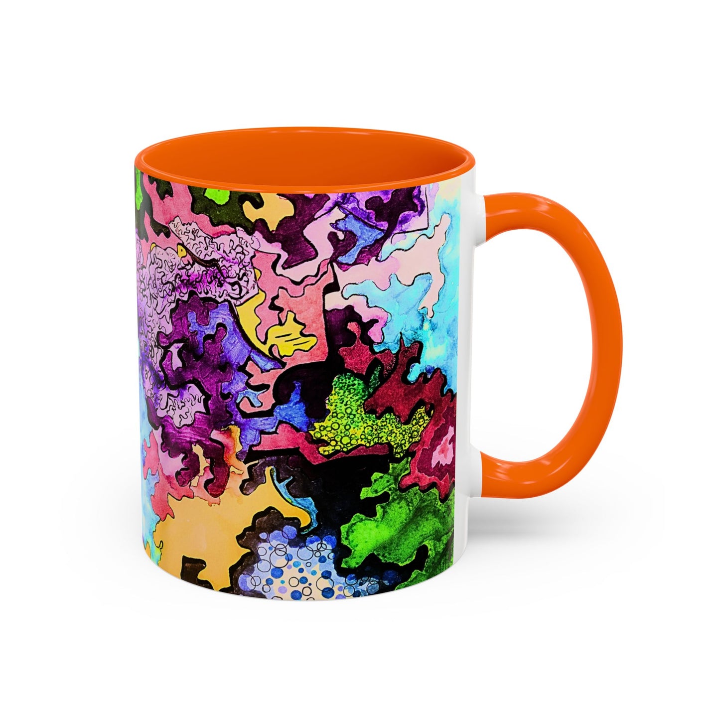 Psychedelic Abstract Accent Coffee Mug — Colorful Inkblot Art (11/15oz)