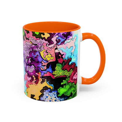 Psychedelic Abstract Accent Coffee Mug — Colorful Inkblot Art (11/15oz)
