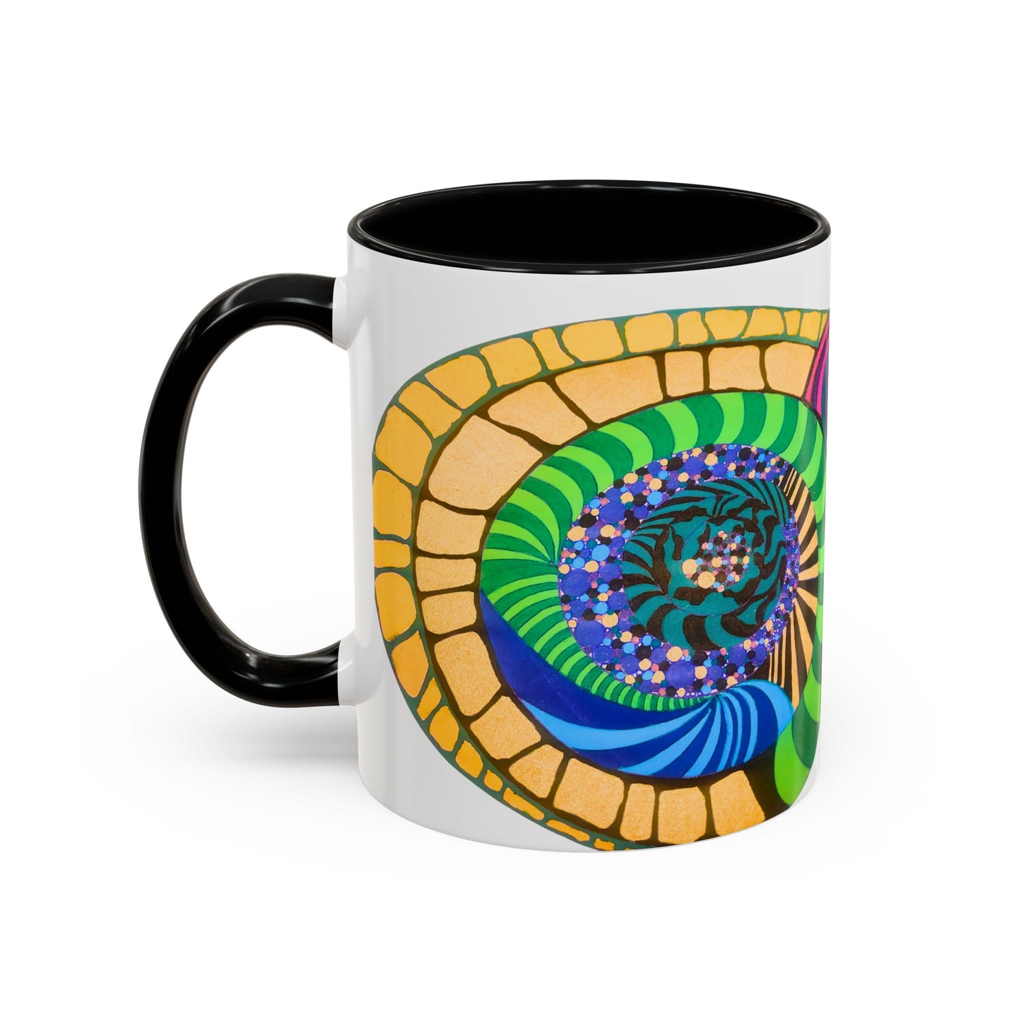 Psychedelic Spiral Accent Coffee Mug – Colorful Abstract Art 11/15oz