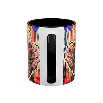 Abstract Floral Accent Coffee Mug — Vibrant Rose Art Ceramic Mug (11/15 oz)