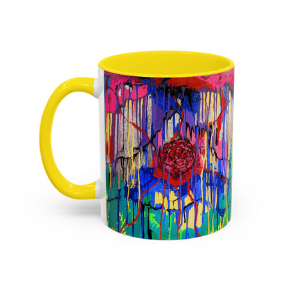 Colorful Drip Art Coffee Mug – Vibrant Abstract Floral Accent (11/15oz)