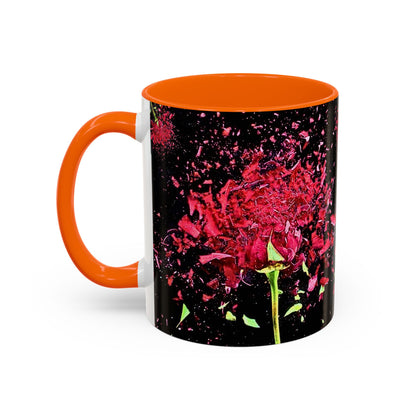 Black Floral Splash Coffee Mug — Red Rose Explosion Accent Mug (11/15oz)