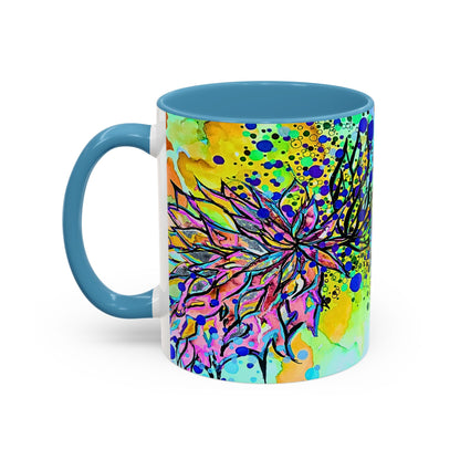 Artistic Floral Coffee Mug — Colorful Watercolor Mandala Accent Mug (11/15oz)