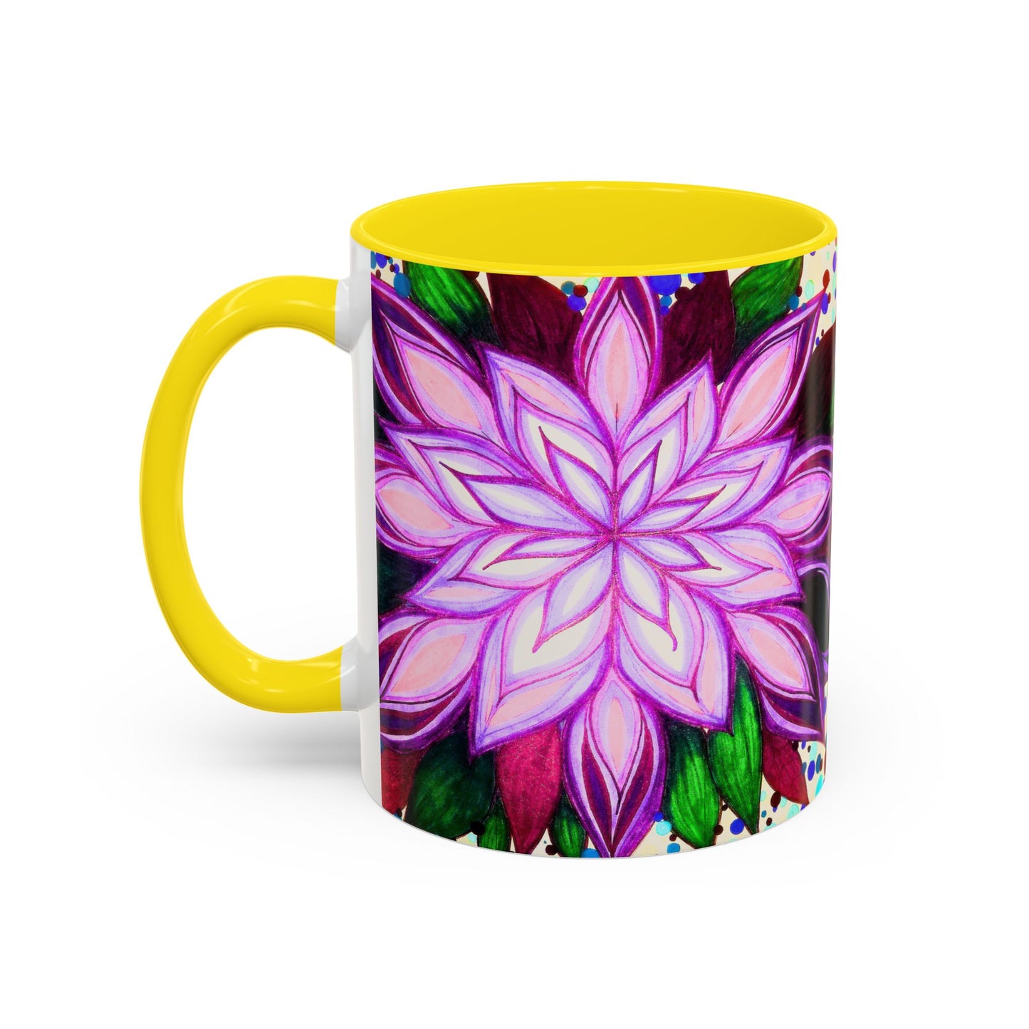 Floral Lotus Accent Coffee Mug — Purple Mandala 11/15oz