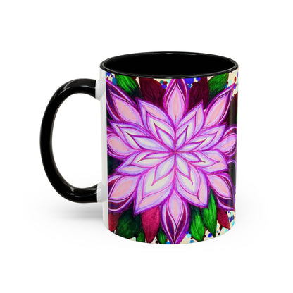 Floral Lotus Accent Coffee Mug — Purple Mandala 11/15oz