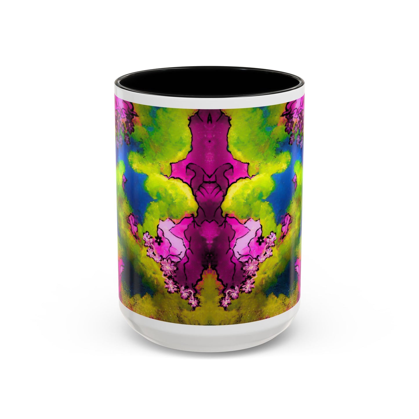 Vibrant Abstract Inkblot Accent Coffee Mug – Psychedelic Floral Color Splash (11/15oz)