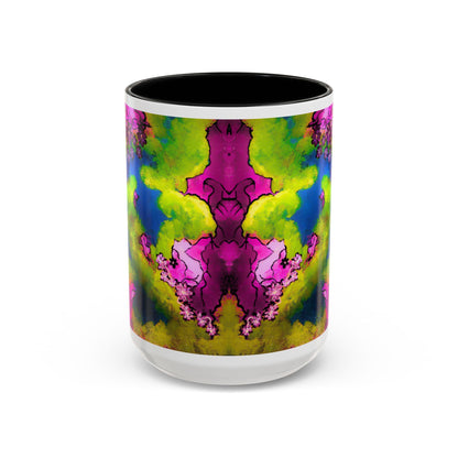 Vibrant Abstract Inkblot Accent Coffee Mug – Psychedelic Floral Color Splash (11/15oz)