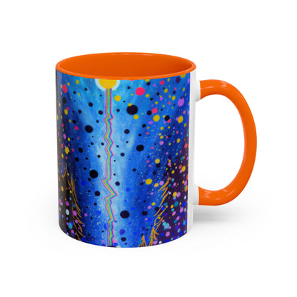 Abstract Galaxy Accent Coffee Mug — Blue Dot Constellation Design (11/15oz)
