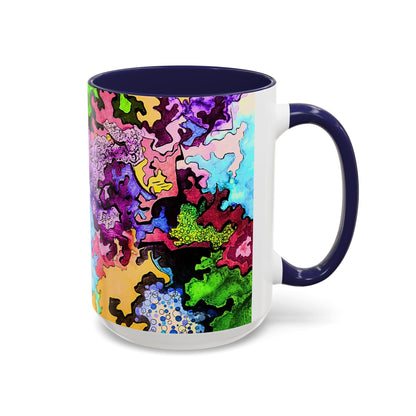 Psychedelic Abstract Accent Coffee Mug — Colorful Inkblot Art (11/15oz)