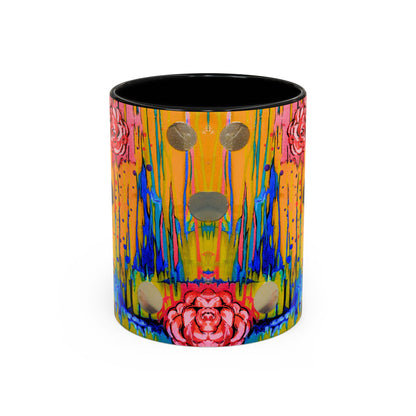 Vibrant Drip Floral Accent Coffee Mug — Colorful Abstract Roses (11/15 oz)