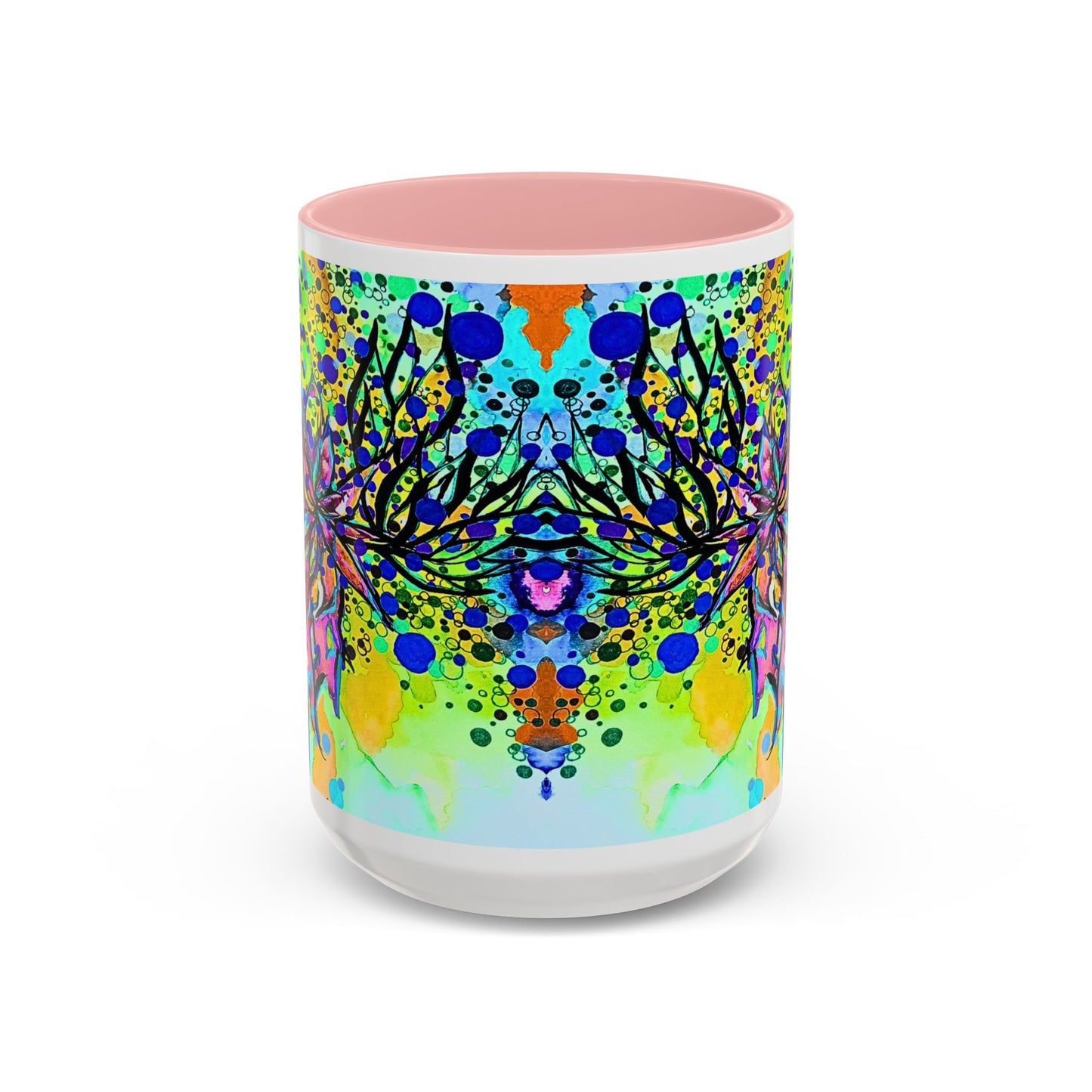 Artistic Floral Coffee Mug — Colorful Watercolor Mandala Accent Mug (11/15oz)
