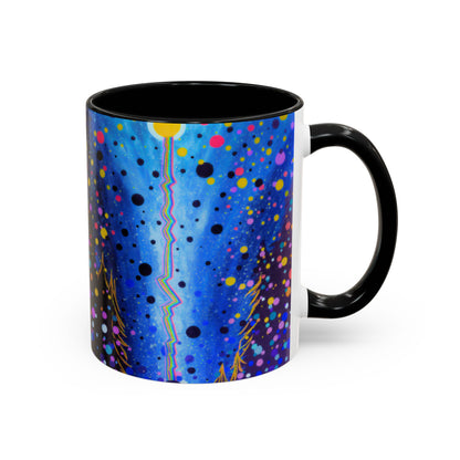 Abstract Galaxy Accent Coffee Mug — Blue Dot Constellation Design (11/15oz)