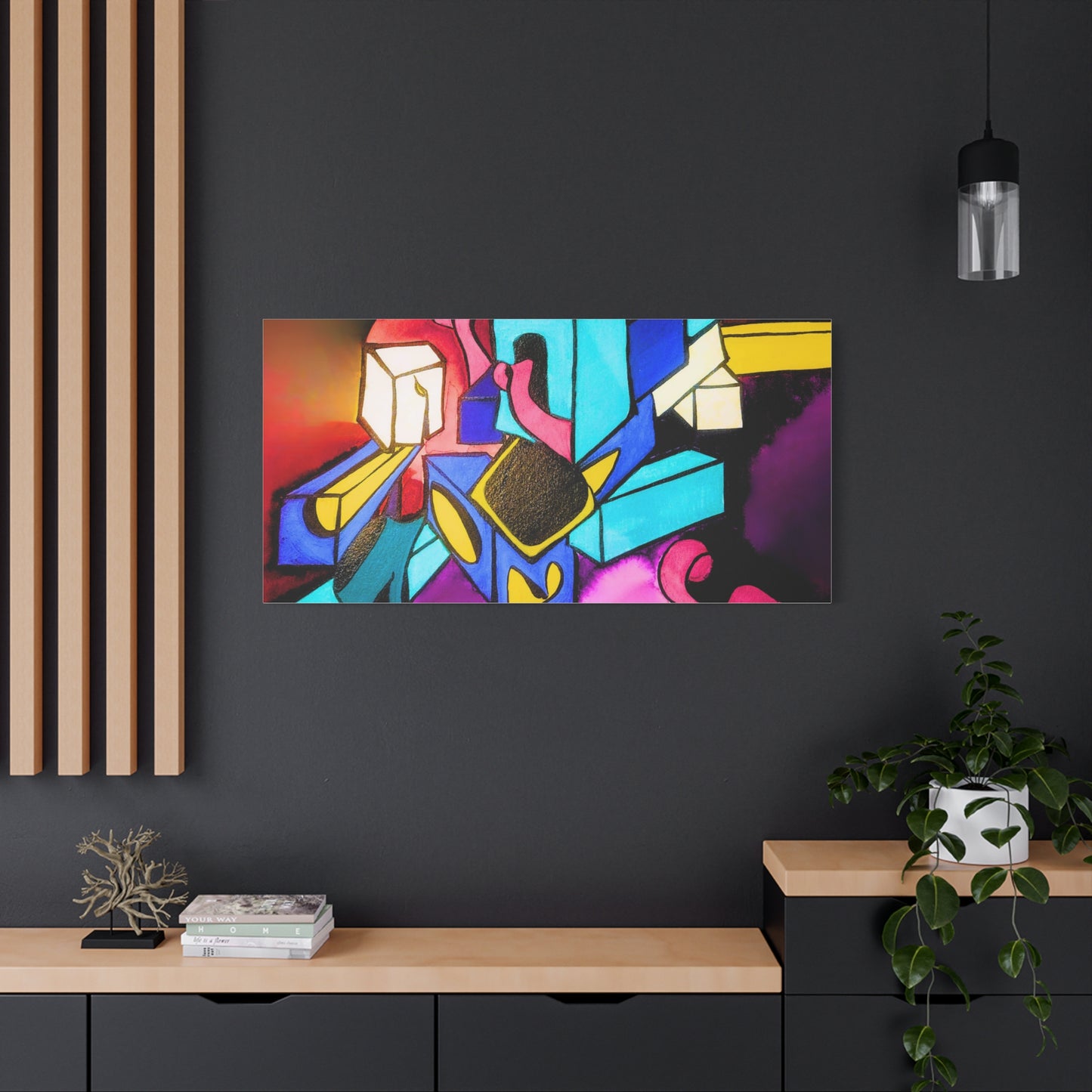 Abstract Neon Geometric Canvas Print